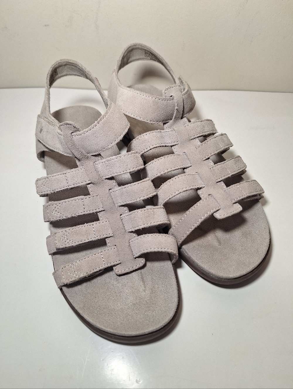 Vionic Ritta Grey Suede Multi-Strap Orthotic Gladiator Sandals 7.5